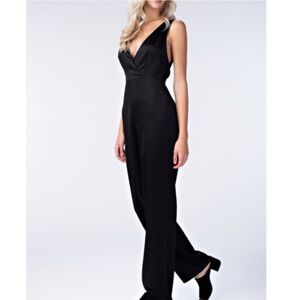 NWT Honey Punch Wide Leg Satin Jumpsuit